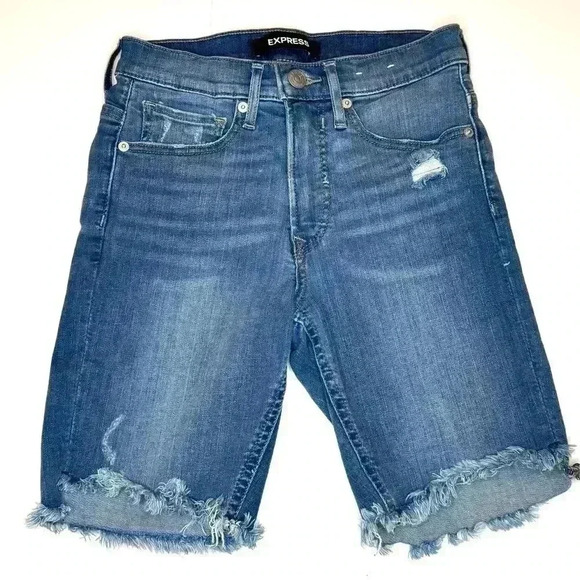 Express Womens Bermuda High Rise Stretch Shorts Size 2 - Picture 1 of 6